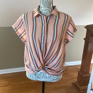 Self Esteem striped knot front top